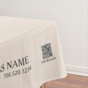 Simple Beige Company Logo Craft Show Tablecloth