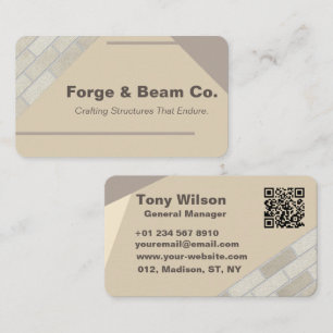 Simple Beige Concrete Bricks Wall Construction  Business Card