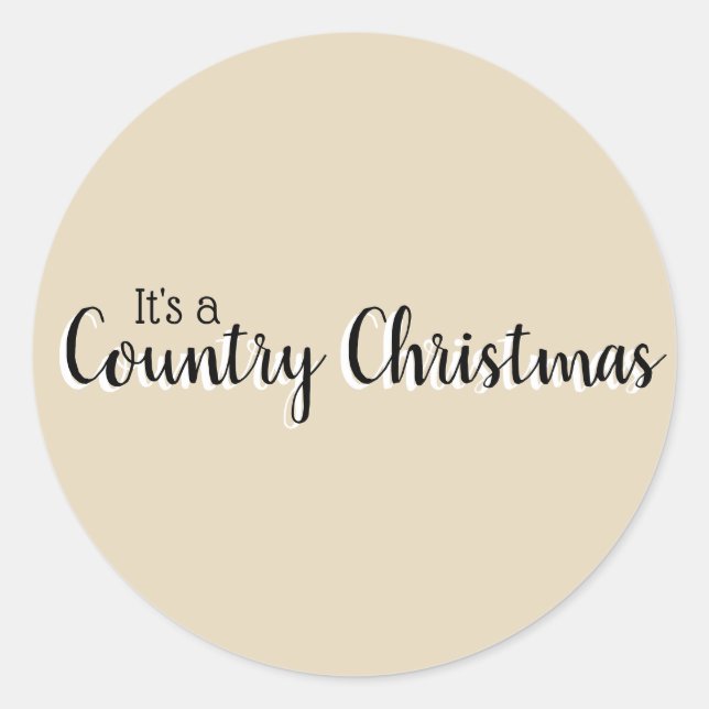 Simple Beige Country Christmas  Classic Round Sticker (Front)