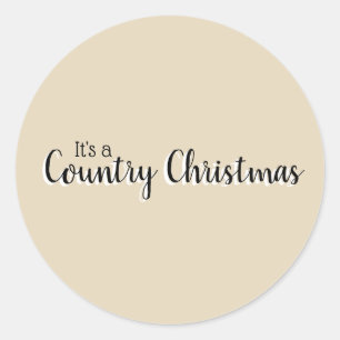 Simple Beige Country Christmas  Classic Round Sticker