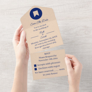 Simple Beige Customized Save The Date All In One Invitation