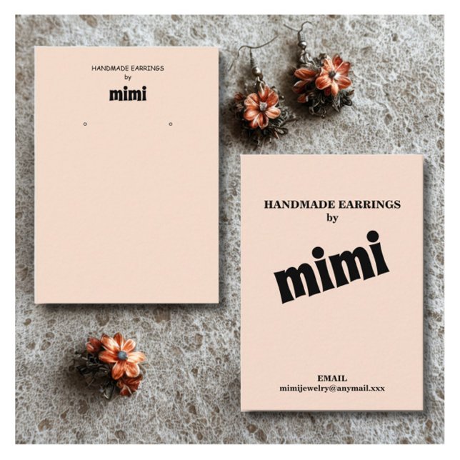 Simple Beige Earring Display  Business Card (Creator Uploaded)