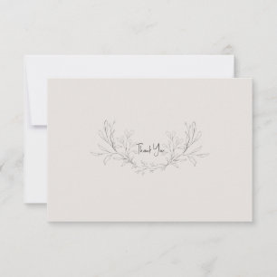 Simple Beige Elegant Foliage Wedding Thank You Card