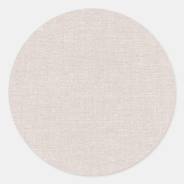 Simple Beige Faux Linen  Blank Template Classic Round Sticker (Front)