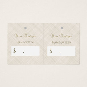 Simple Beige Linen DIY Retail Boutique Hangtag