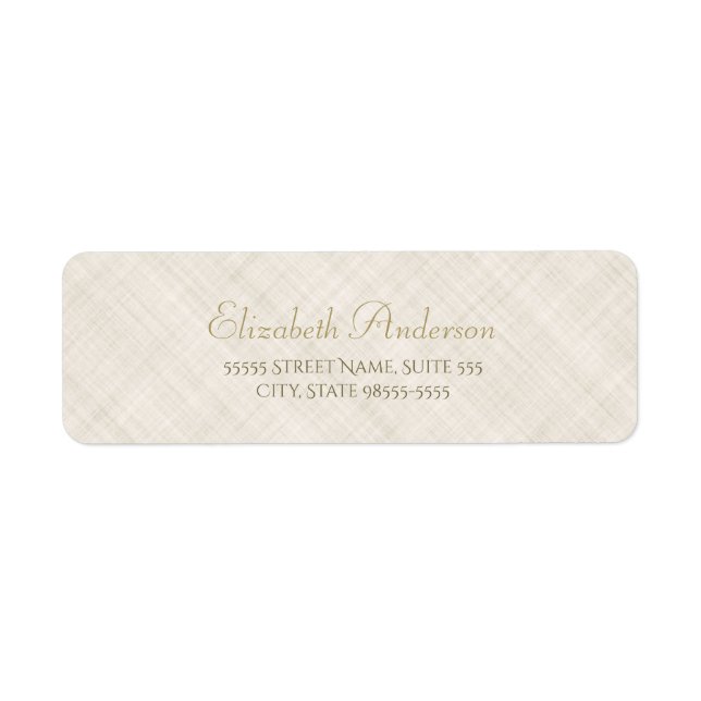 Simple Beige Linen Pattern Elegant Gold Script (Front)