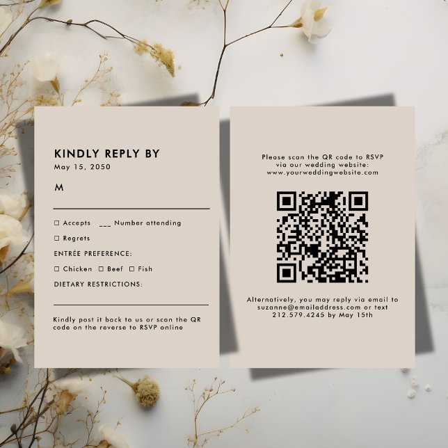 Simple Beige Meal Choice Wedding RSVP Card (Simple Beige Meal Choice Wedding RSVP Card)
