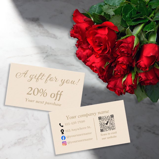 Simple beige minimalist  discount card (Creator Uploaded)