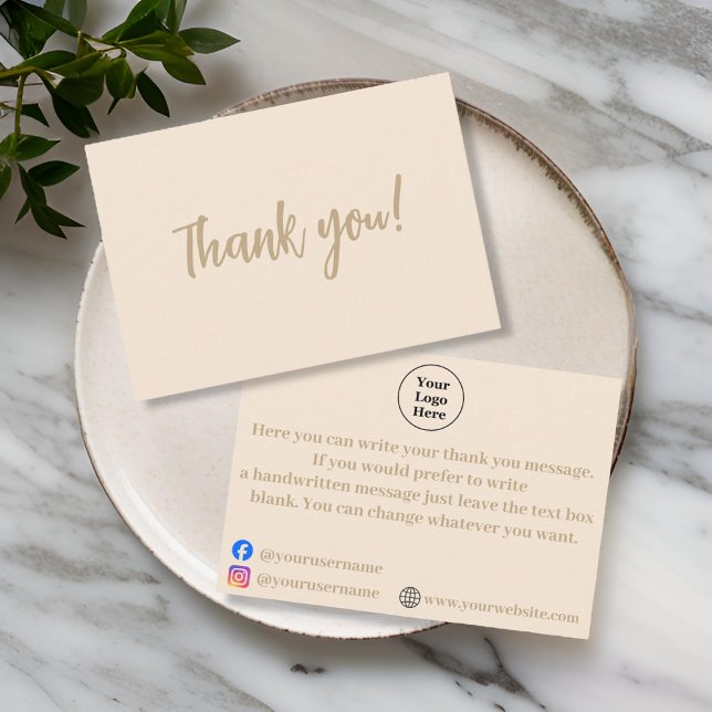 Simple beige minimalist Thank You Card (Creator Uploaded)