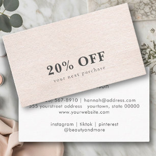 Simple Beige Modern Minimalist discount card