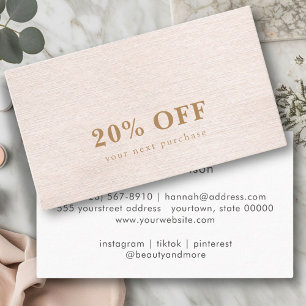 Simple Beige Modern Minimalist discount card