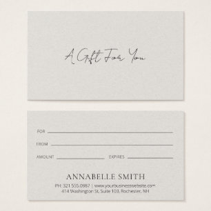 Simple Beige Moderne Élégant Certificat Cadeau