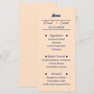 Simple Beige Personalized Wedding Dinner Menu