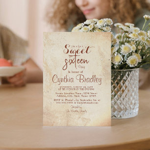 simple Beige Sweet Sixteen Birthday Party  Invitation