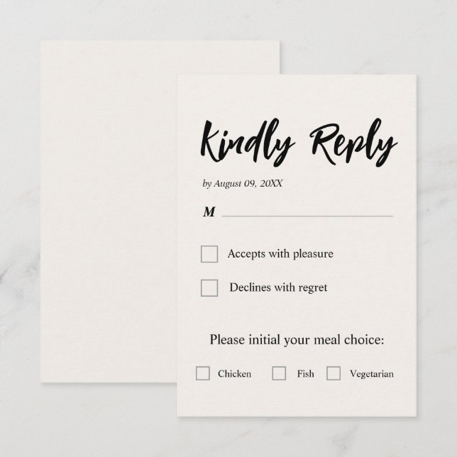 Simple Beige Wedding RSVP  (Front/Back)