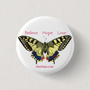 Simple Believe, Hope, Love, Butterfly 1 Inch Round Button