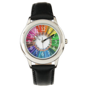 Simple belle couleur crayons montre fille