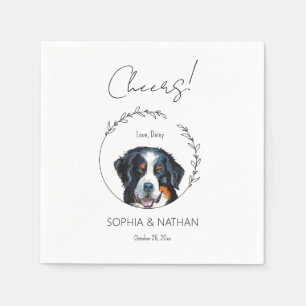 Simple Bernese Mountain Dog Wedding Cocktail  Napkin