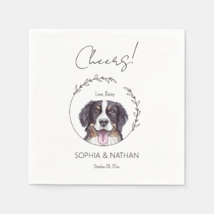 Simple Bernese Mountain Dog Wedding Cocktail  Napkin