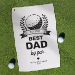 Simple Best Dad By Par Father's Day Golf Towel<br><div class="desc">Looking for the perfect Father's Day gift for your golf-loving dad? Discover our unique golf towel that seamlessly merges style and sentiment. Adorned with a black and white theme, a tasteful golf ball drawing, and a heart, it's personalized with 'Best Dad by Par', the year established and the kids' names....</div>