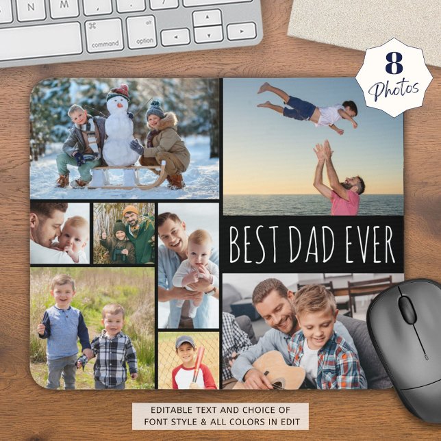 Simple BEST DAD EVER 8 Photo Collage Mouse Pad (Creator Uploaded)
