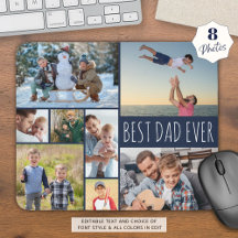 Simple BEST DAD EVER 8 Photo Collage Navy Blue
