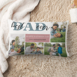 Simple Best Dad Ever Fathers Day Dad 4 photo Lumbar Pillow