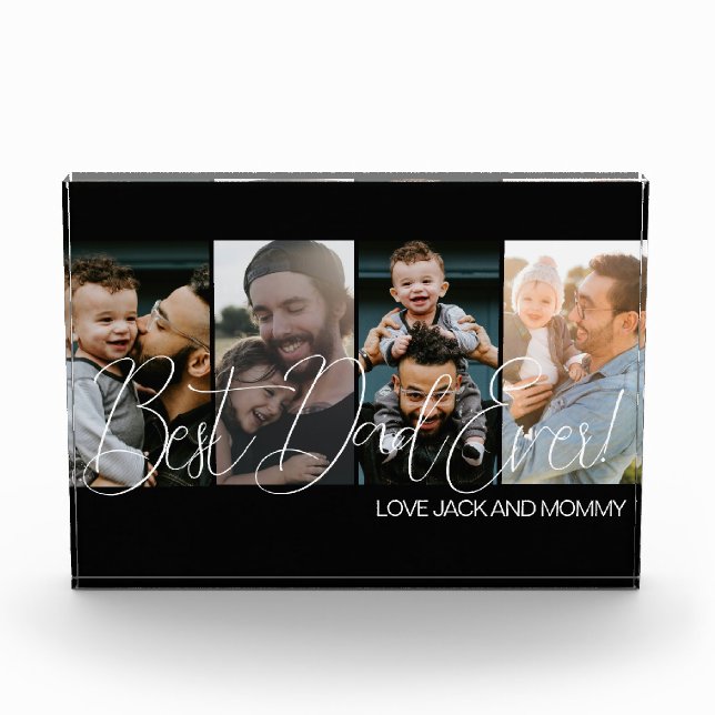Simple Best Dad Ever Photo Collage Block (Front)