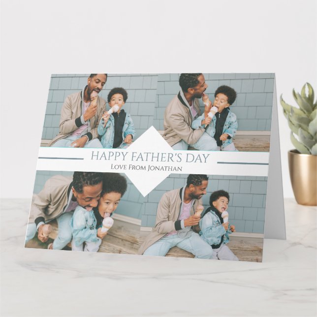 Simple Best Dad Ever Simple Fathers Day 4 Photo   Card (Small Plant)