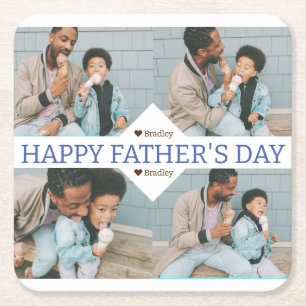 Simple Best Dad Ever Simple Photo Fathers Day  Square Paper Coaster