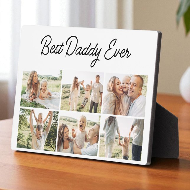 Simple Best Daddy Ever Custom 6 Photo Collage Plaque (Creator Uploaded)
