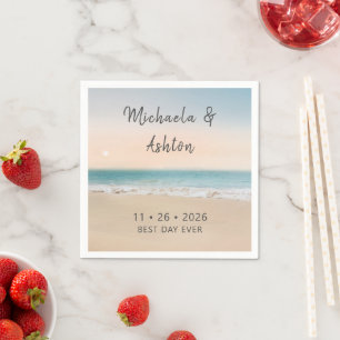 Simple  Best Day Ever Beach Wedding Napkins