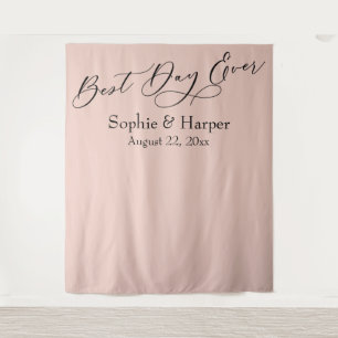 Simple Best Day Ever Blush Photo Backdrop Tapestry