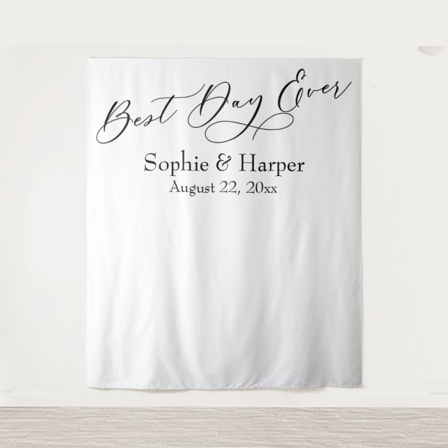 Simple Best Day Ever Photo Backdrop Tapestry (Front)