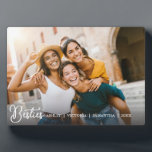Simple Best Friends Forever Friendship  Plaque<br><div class="desc">Celebrate your special bond with this cute gift for best friends! This custom BFF plaque is the perfect keepsake for women and teen girls, featuring your favourite horizontal photo with “besties” elegantly overlaid in white lettering. Personalize it with a high school graduation message or your names for a heartfelt touch....</div>