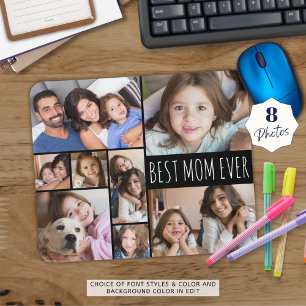 Simple BEST MOM EVER 8 Photo Collage Custom Mouse Pad