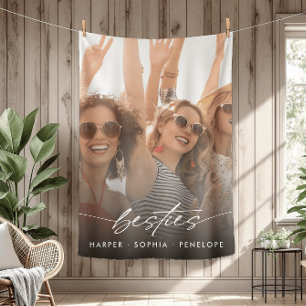 Simple Besties Create Your Own Photo Modern Script Fleece Blanket