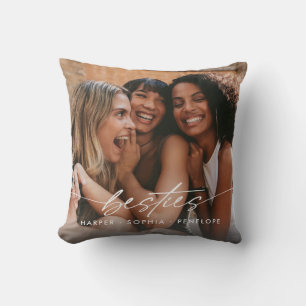 Simple Besties Create Your Own Photo Modern Script Throw Pillow