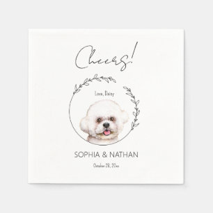 Simple Bichon Frise Dog Wedding Cocktail  Napkin