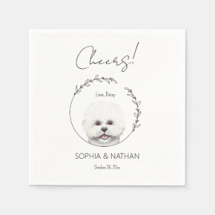Simple Bichon Frise Dog Wedding Cocktail  Napkin