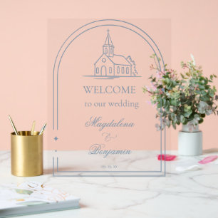 Simple Bienvenue de Mariage de Chapelle Dusty Blue