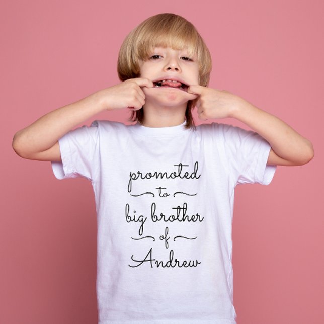 Simple Big Brother Sister Black And White Script T-Shirt (Creator Uploaded)