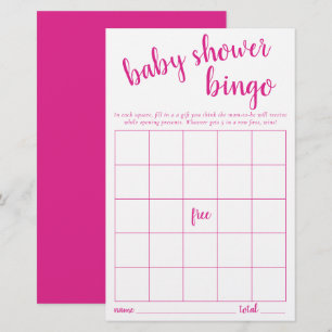 Simple Bingo Card Hot Pink Baby Shower Game