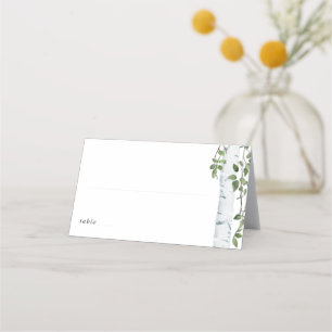 Simple Birch Tree Foliage Greenery Wedding Place Card