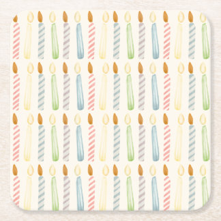 Simple Birthday Candles Party Square Paper Coaster