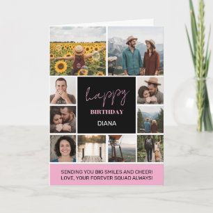 Simple birthday collage with 10 photos grid  card