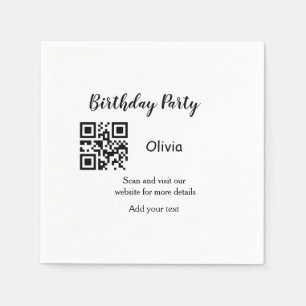 Simple birthday party website barcode QR add name  Napkin