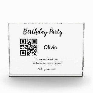Simple birthday party website barcode QR add name Photo Block