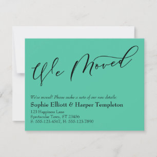 Simple Biscay Green We Moved New Address Card