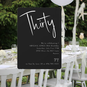 Simple Black 30th Birthday Party Invitation